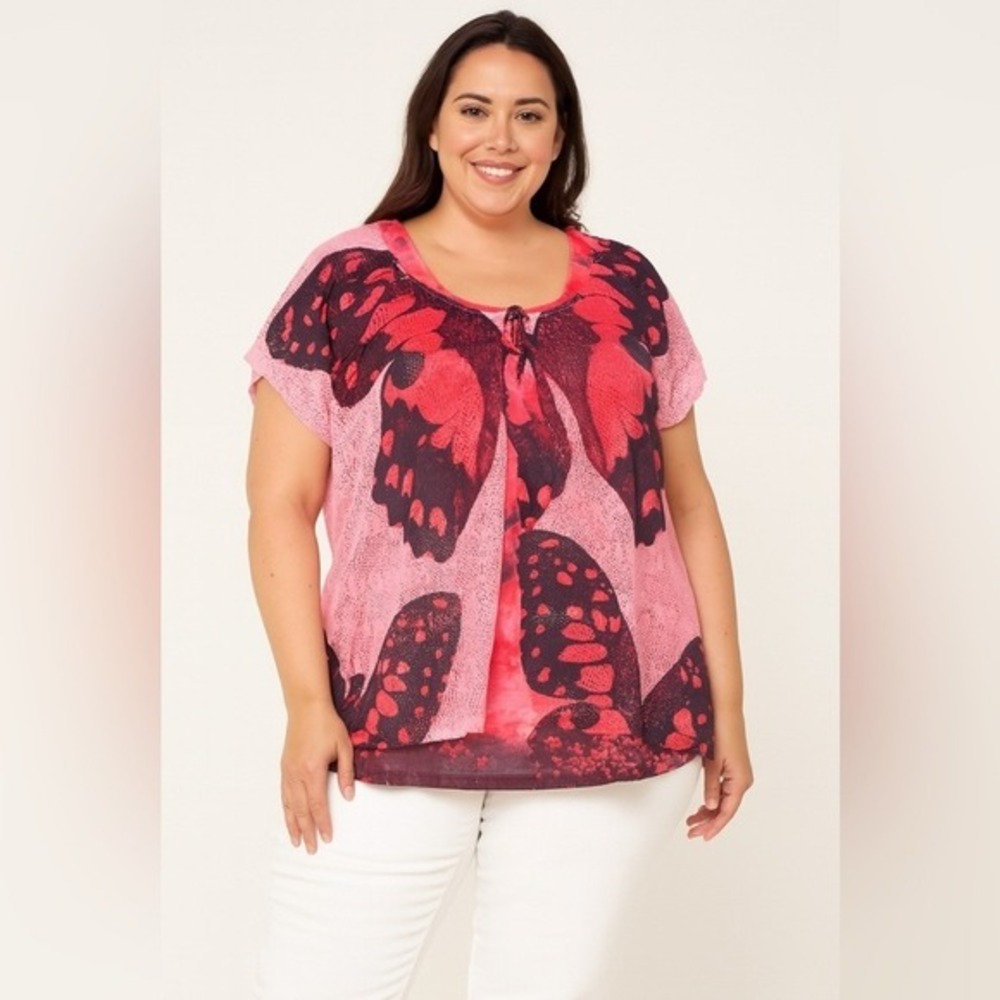Pink Mesh‎ 2 piece Butterfly Shirt by Live And Let Live